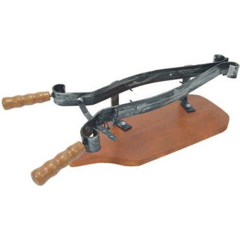 Porta prosciutto a cerniera in ferro con base in legno - 19x62x17h