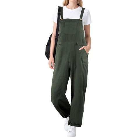 Women Overalls Casual Loose Cotton Jumpsuit with Adjustable Straps and Pockets Work Overalls Summer Chic Summer Loose Work Pants (1/5)