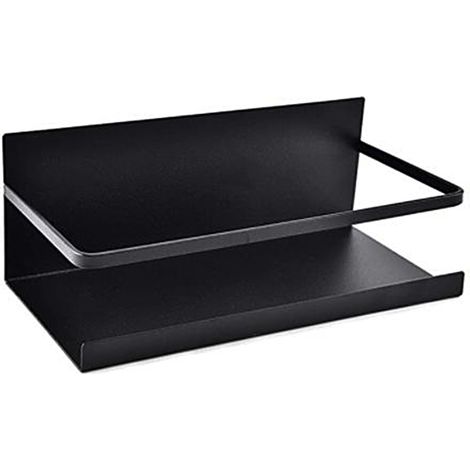Étagère à épices magnétique, support de réfrigérateur, support de rangement de cuisine, sans perforation, gain de place (noir) (1/5)