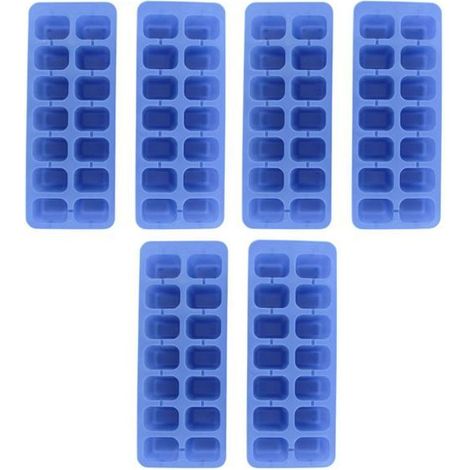 Bandejas para cubitos de hielo Fackelmann Bar Concept Lote de 6 bandejas 14 cubitos Apilables Polipropileno sin BPA Azul 23,6 x 9,2 cm (1/5)
