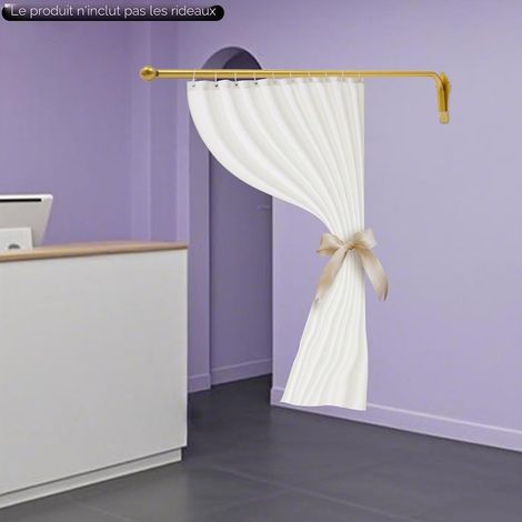 Tringle de rideau avec support d'affichage, bras pivotant à charge lourde avec embouts, 25 mm de diamètre, tringle pour rideaux de salon et salle de bain, 120 cm (1/5)