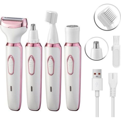 Rasoir électrique pour femmes, 2 en 1, épilation indolore sur peau sèche ou humide pour une peau douce, blanc (1/5)