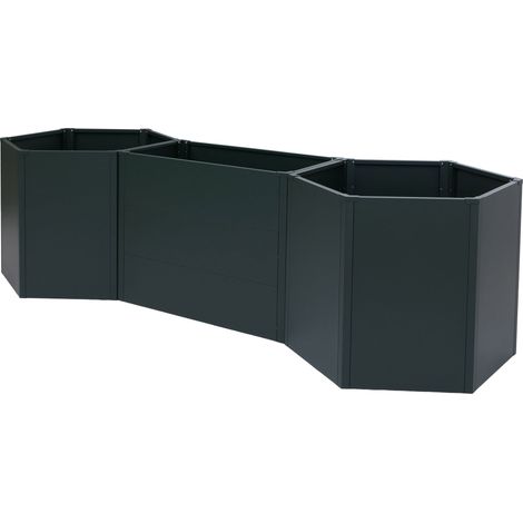 3er-Set Hochbeet HHG-460, Metallhochbeet Gemüse-/Pflanzbeet Blumenkasten Pflanzkübel Stahl 77x286x88cm grün