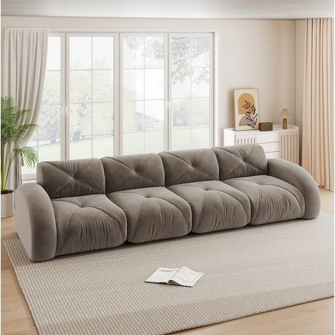 Divano modulare 4 posti senza struttura, ciniglia tortora, 358 x 95 x 76 cm, REDOM (1/5)