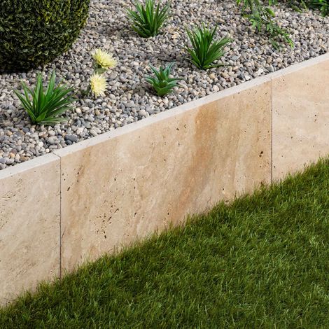Bordure de jardin Travertin Beige 61x40,6x3 cm (à l'unité) - RO'MA NATURE