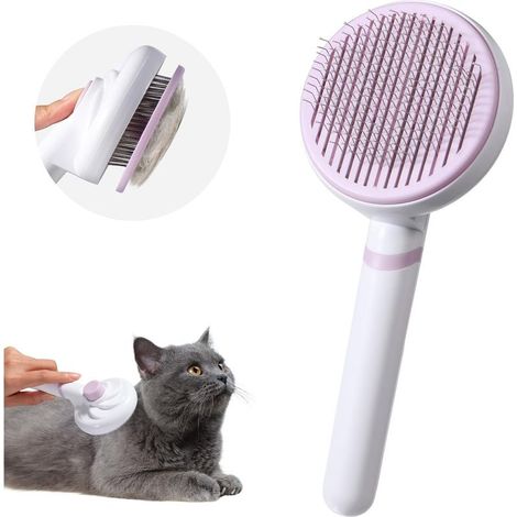 Brosse pour Chiens et Chats,Brosse pour Chaton,Brosse Autonettoyante Pour Animaux de Compagnie, Peignes de Massage Pour Chats et Chiens à Poils Courts, Moyens et Longs - Violet (1/5)