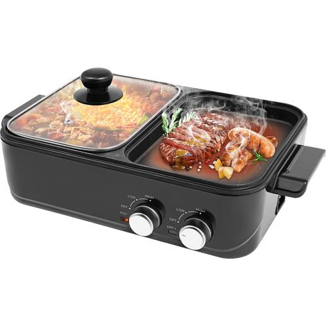 Hotpot Pot Electric Portable 2 In 1 Hot Barbecue Grill Non-Stick Teppanyaki Pan Cooker Baking Electric Hot Pot Electric Barbecue Electric Baking Pan (1/5)