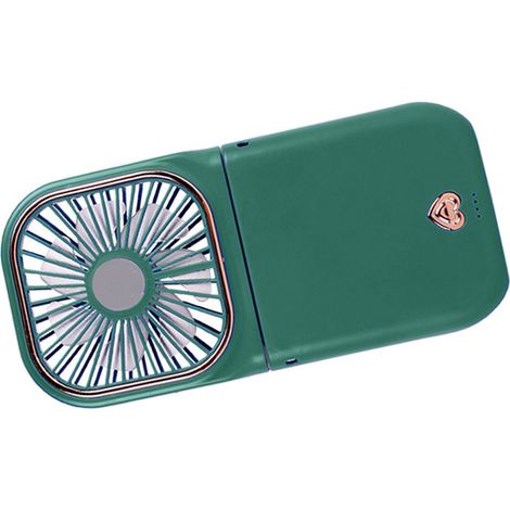 Zusammenklappbarer Nackenventilator mit drei Geschwindigkeitsstufen, USB-aufladbar, klein und praktisch zum Aufhängen, ideal für Wanderungen und Picknicks, grün (1/5)