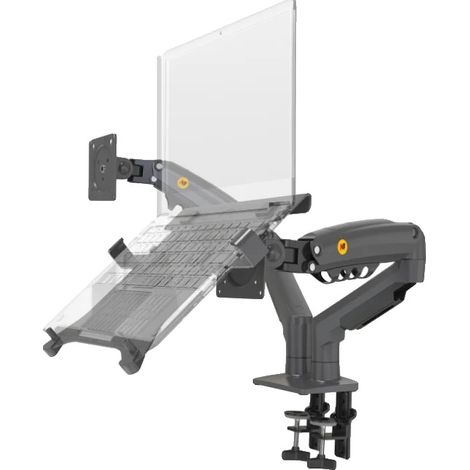 Supporto per laptop e monitor, regolazione completa in movimento, gestione dei cavi, antracite opaco (1/2)