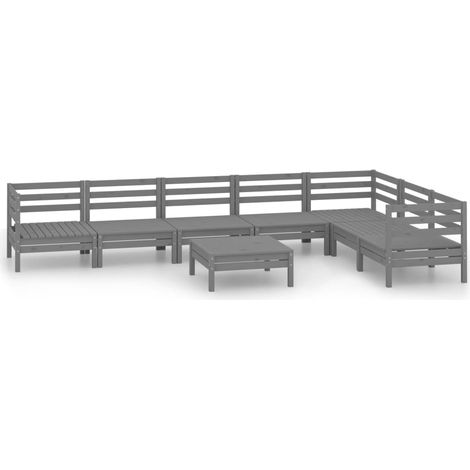 Mobili da giardino mobili da esterno set di mobili 8 pezzi in legno massello di pino grigio 020017840