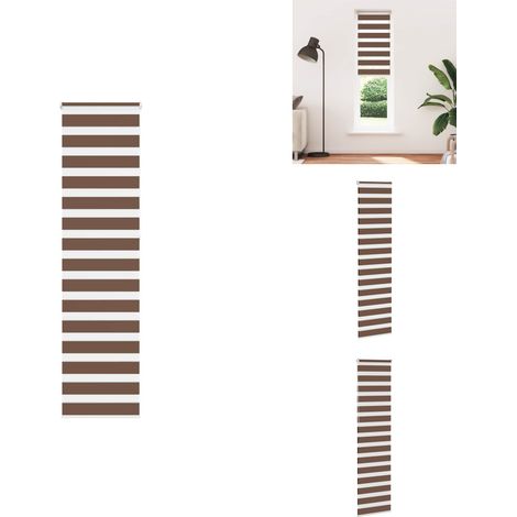 Store zèbre marron 65x230 cm largeur du tissu 60,9 cm polyester - Store Zébré - Stores Zébrés - Store À Enrouleur Zébré - Double Store À Enrouleur (1/5)
