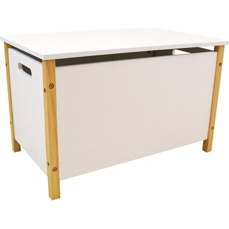 fun-house SCANDIWOOD coffre à jouets blanc et beige (1/3)