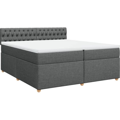 Maison Exclusive - Cama box spring con colchón tela gris oscuro 2 (1/5)
