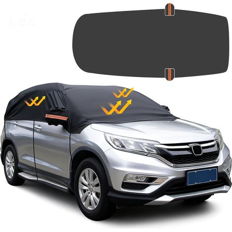 210D Universal Half Cover Car Exterior Protection All Seasons Against Rain, Dust, Sun and Leaves Black (1/5)