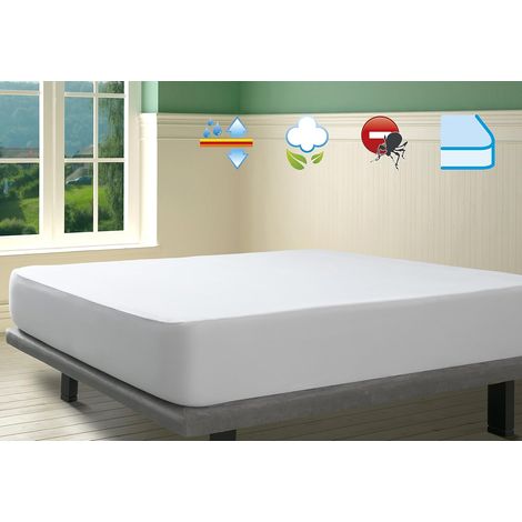 Protège matelas 100% coton molleton vierge et naturel imperméable et respirant, 80x190/200cm (1/5)