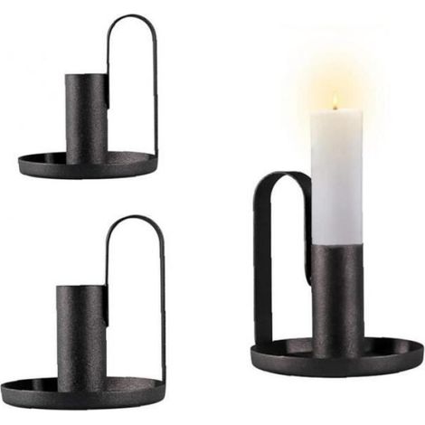 Porte-Chandelier - Fer Noir Mat - Pour Bougies Standard ou Coniques - Convient Mariage Décoration Intérieure - 2 Pièces (1/4)