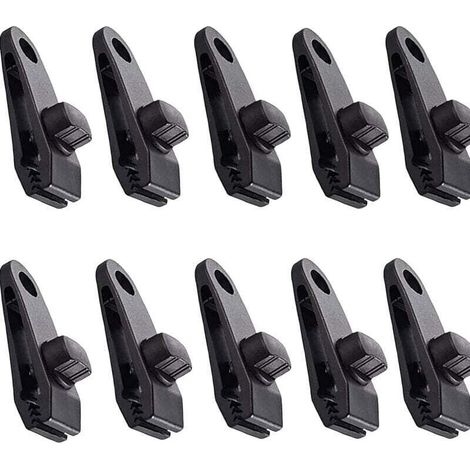 Clips de bâche 10 pièces Clips de tente pinces d'auvent pince d'auvent pour auvent de camping pinces de bâche clips de bâche auvents pour activités de plein air noir (1/4)