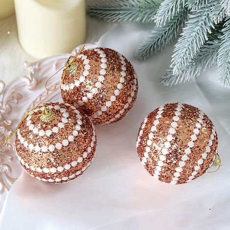 Boule De Noel - Boules En Mousse Dorée - Décoration De Sapin De Noël Intérieure Extérieure - Lot De 3 - 8 Cm (1/5)