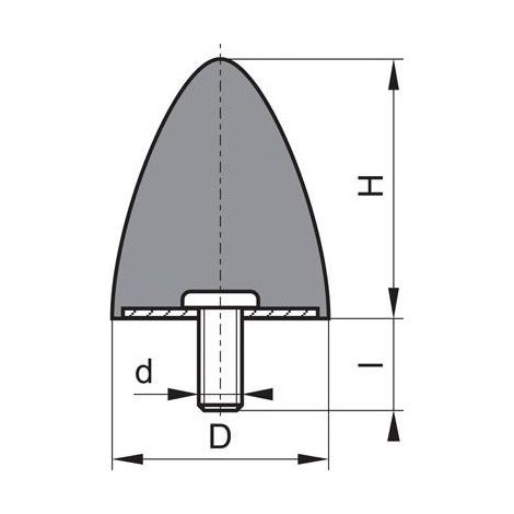 Bloque de silencio (tapón) caucho GP DP 50x58 M10x28