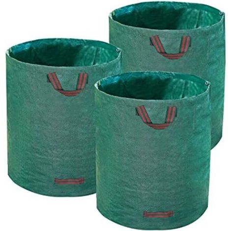 Un ensemble de 3 sacs de patio réutilisables de 273 litres (72 gallons), pliables avec poignées renforcées, ultra-durables pour ramasser les feuilles mortes dans le jardin. (1/5)