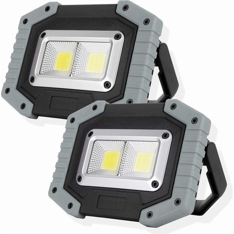 30W 1500LM COB LED-Arbeitsleuchte, wasserdicht, wiederaufladbar, tragbarer Flutlichtstrahler für Camping, Wandern, Notfälle, Fahrzeugwartung, Baustelle, 2 Stück (W839 Grau) (1/5)