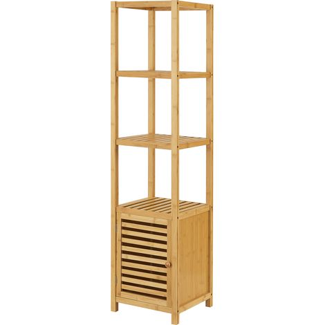 Bambusregal Liminka Badregal mit Schranktür 140x34x33cm [en.casa]