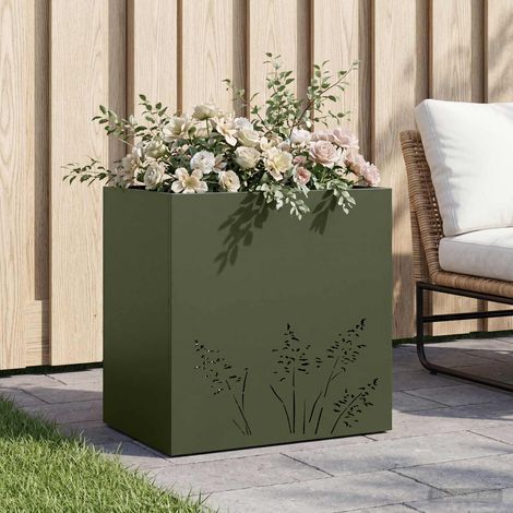 vidaXL Macetero de Jardín Verde oliva 50 x 30 x 49 cm (1/5)