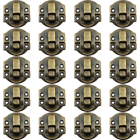 20 Pièces Fermoirs pour Boite en Bois, Rétro Loquet de Fermeture Malle et Coffre, 27x29mm, Fermeture Verticale, pour Boîte à Bijoux,Coffrets,Valises