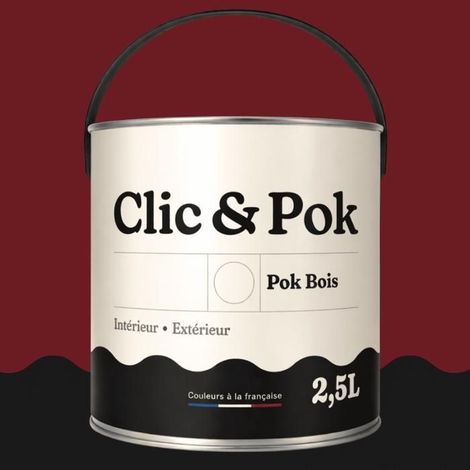 Peinture Bois Extérieur – POK BOIS - 2,5L - RAL 3004 - Rouge pourpre- Résistante aux intempéries - Ne s'écaille pas