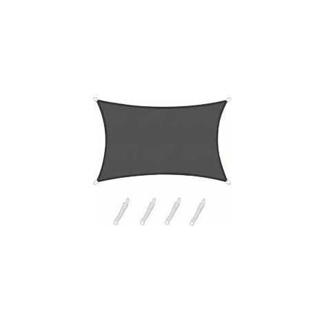 Voile d'ombrage rectangulaire 2x4m, tissu imperméable et résistant aux UV, pour terrasse, jardin ou patio, couleur graphite - RWShade Sail (1/5)