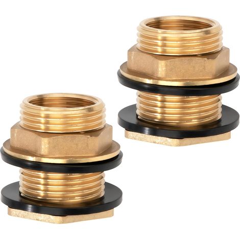 Raccord de Réservoir, 2 Pièces Laiton Réservoir d'eau Avec Filetage Extérieur 1" x Filetage Intérieur 3/4", Connecteur de Tuyau d'eau pour Robinet (1/5)