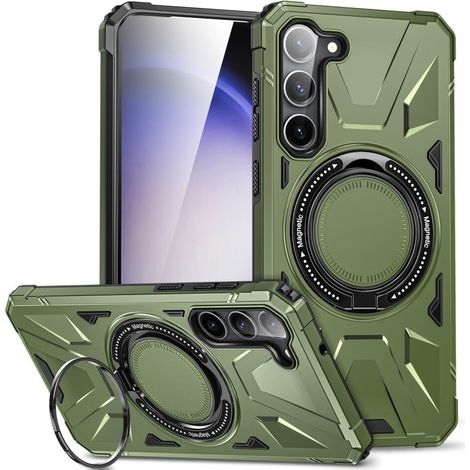 Funda para Samsung Galaxy S24, reforzada con soporte y placa para el brazo, color verde. (1/5)
