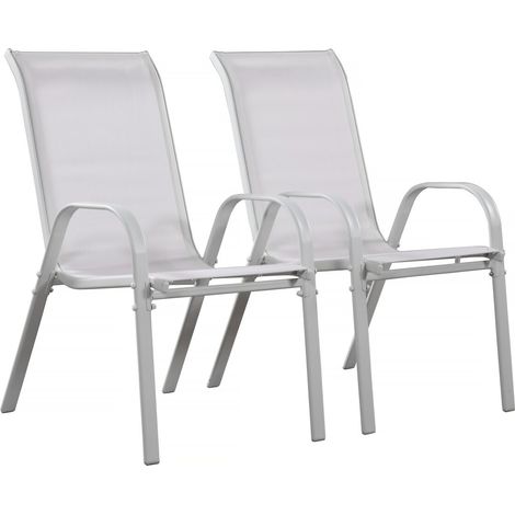 Sedia da giardino textilene "Cordoba" -Phoenix- Grigio chiaro-Set di 2 (1/5)