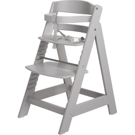 roba Seggiolone Pappa per Bambini Sit Up III - Evolutivo - con Poggiapiedi e Cinghie di Sicurezza Removibili - Altezza Regolabile - Legno Grigio (1/5)