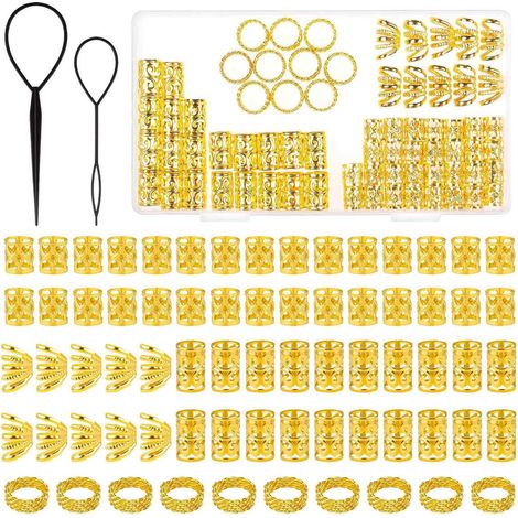 Beads Pour Tresses - Anneaux Pour Cheveux En Alliage Doré - Accessoires Pour Tresses Dreadlocks Extensions - 72 Pièces (1/5)