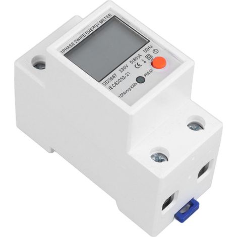 Compteur d'énergie multifonctionnel monophasé avec écran LCD, moniteur d'énergie 200-250 V pour la sécurité électrique (1/5)