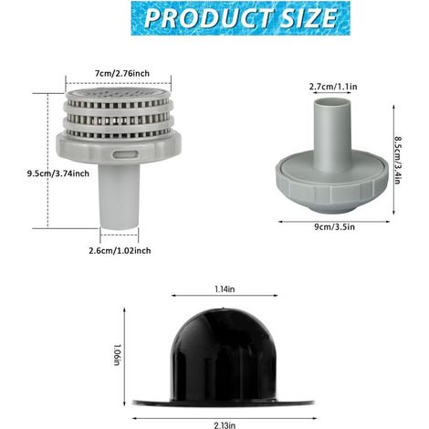Kit de raccordement de filtre de piscine Intex pour entrée et sortie de piscine Intex, accessoire de piscine Ø 32 mm, pièce de rechange avec filetage intérieur à visser, améliorer la circulation de (1/4)