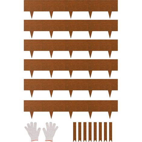 VEVOR Bordatura in Acciaio Metallo Antiruggine per Giardino, Bordatura Pieghevoleper Prato Resistente, Facile da Installare, Divisorio Aiuole, Ruggine 6 Pezzi 1016 x 203,2 x 1,5 mm (1/5)