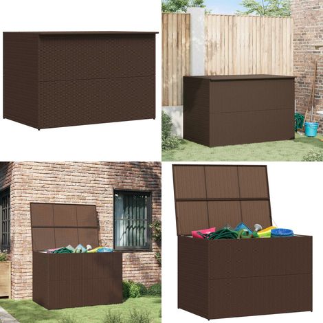 Boîte de stockage de jardin marron 150x100x100cm Résine tressée - Coffre De Rangement Jardin - Boîte De Rangement Extérieure - Rangement Extérieur - Meuble De Jardin - Résine Tressée - Home & Living