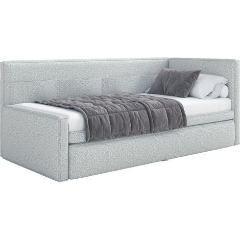 Selsey Nesmi - Lit rembourré - 90x200 cm - tissu tressé Bleu clair (1/5)