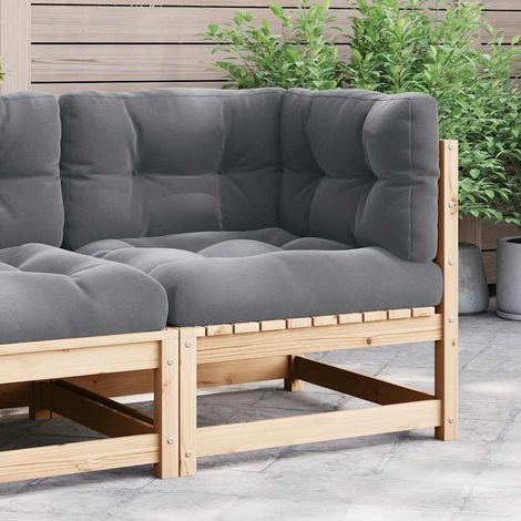 Maison Exclusive - Garten-Ecksofa mit Grauen Kissen Massivholz Ki (1/5)