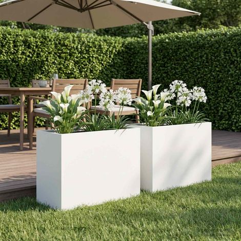 Cache-pot de jardin 2 pc Blanc 60 x 30 x 50 cm (1/5)