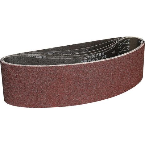 Bandes abrasives 100 x 915 mm - 5 bandes abrasives grain 60 pour ponceuse à bande portative, pour le ponçage et le polissage. (1/5)