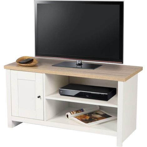 Meuble TV 1 porte et 2 niches de rangement style rustique HANOI (1/3)