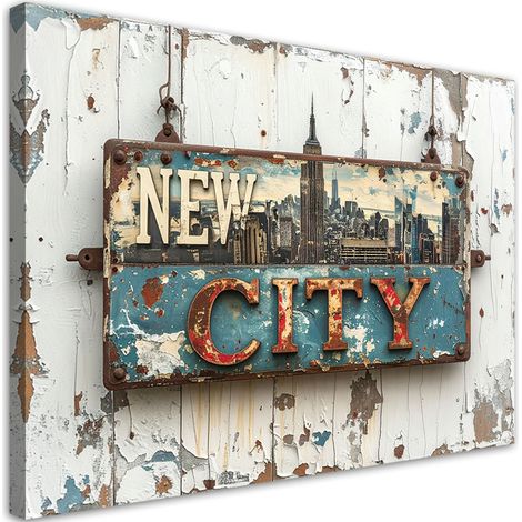 Tableau déco Enseigne New York Vintage 90x60 (1/4)