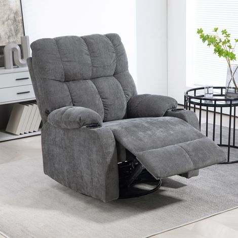 Fauteuil inclinable pivotant avec repose-pieds, supportant jusqu'à 150 kg, structure en acier, 88 x 96 x 108 cm, gris foncé (1/5)