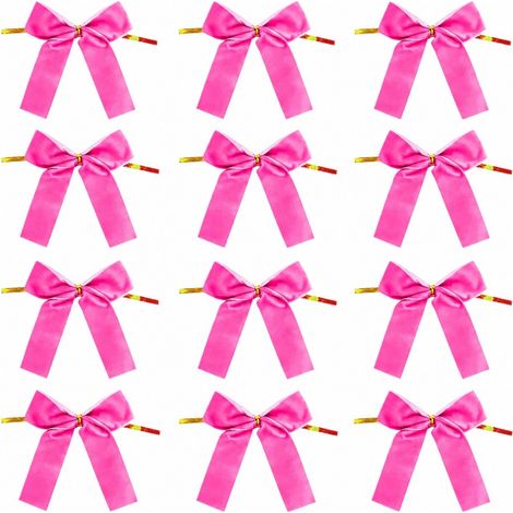 Nœuds en velours pour couronne de Noël, ensemble de 12 décorations de fêtes pour guirlande, porte d'entrée, intérieur et extérieur, rose vif (1/5)