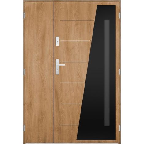 Porte d'entrée double BALTIMOR 120x200 cm - Poignée et serrure : Sans - Poussant: Gauche