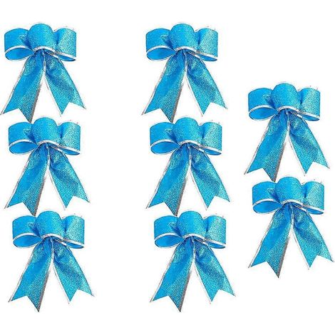 8 nœuds scintillants pour couronne de Noël, décorations pour sapin de Noël, nœuds pour fêtes de Noël (1/5)