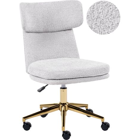 Silla de oficina de bouclé sin brazos giratoria con ajuste de altura gris claro Granby (1/5)